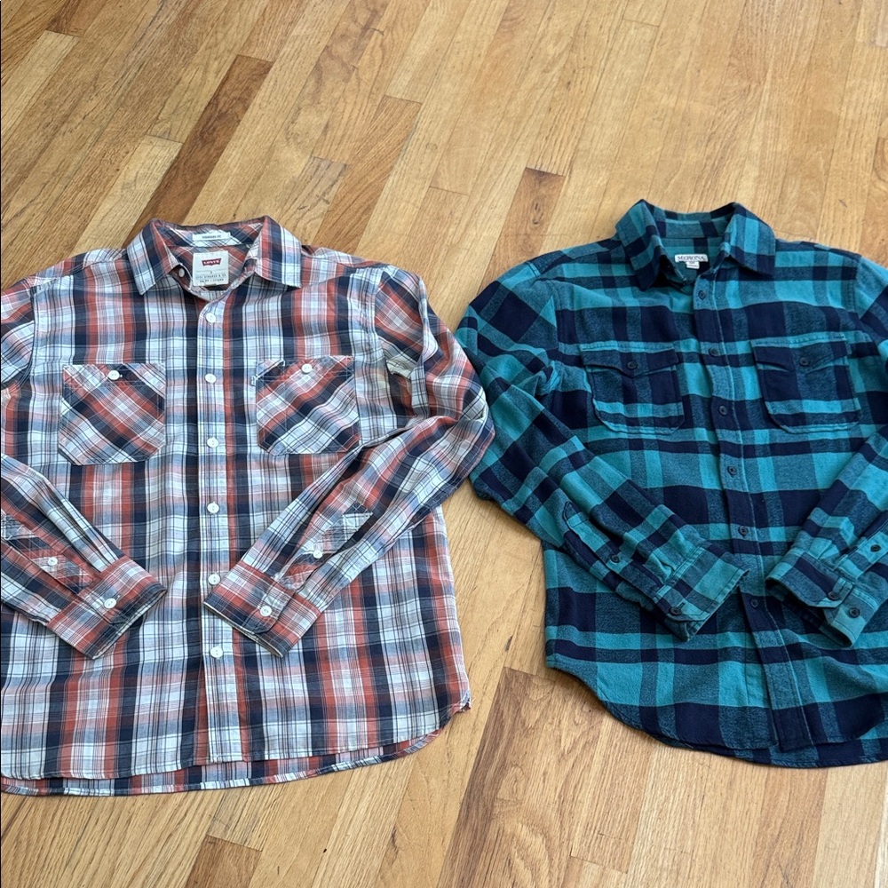 Levi's Men's Plaid Button-Down Shirts - Red and Blue